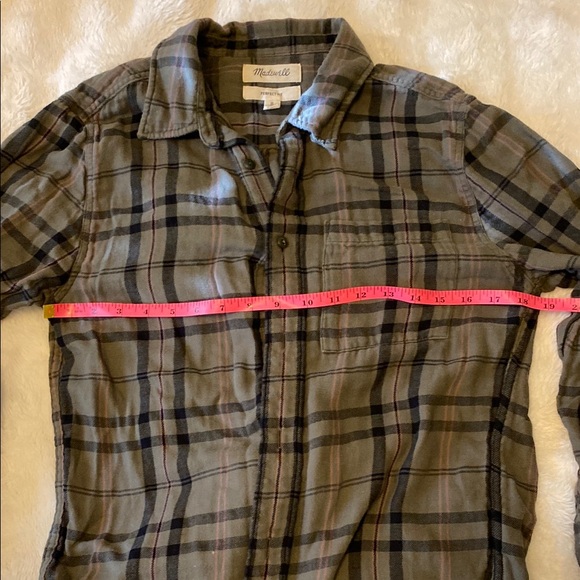 Madewell Perfect Fit Green and Black Plaid Button Down Flannel Shirt Lined | S - Picture 7 of 8